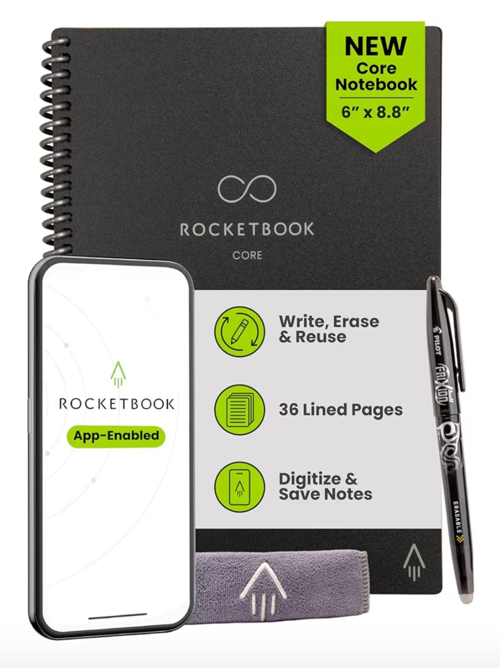 NWT Rocketbook Smart Reusable Notebook Dot-Grid Eco-Friendly Letter Size 8.5×11"